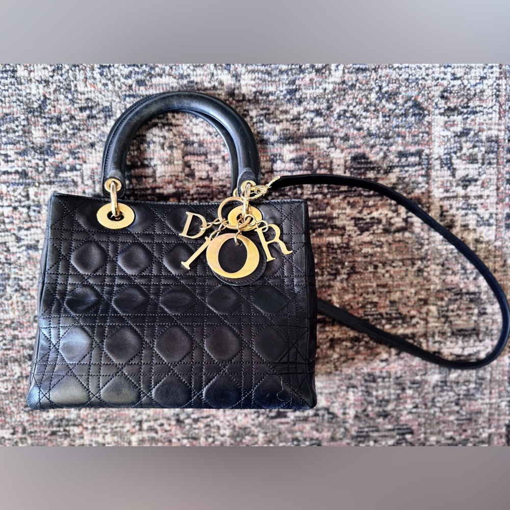 RARE Vintage Dior Lady Dior Bag Medium Cannage - Picture 6 of 13
